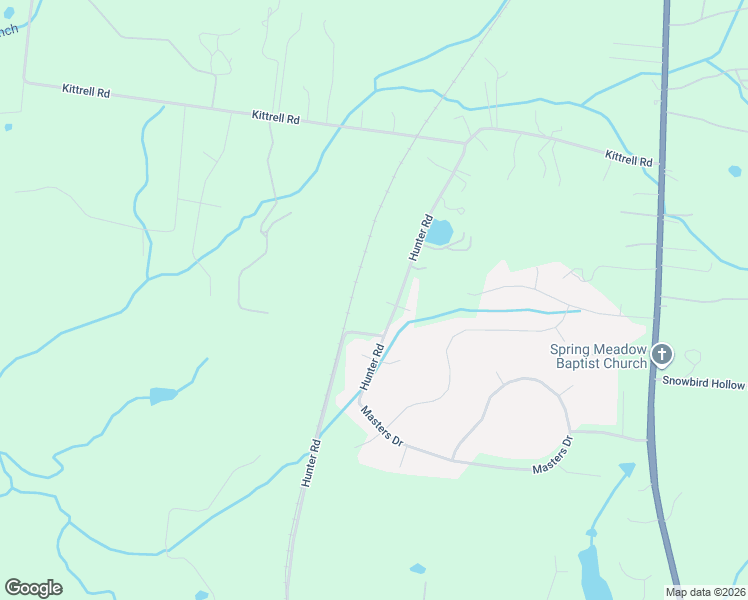 map of restaurants, bars, coffee shops, grocery stores, and more near 1396 Hunter Road in Franklin