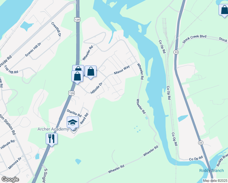 map of restaurants, bars, coffee shops, grocery stores, and more near 823 Red Hill Drive in Louisville