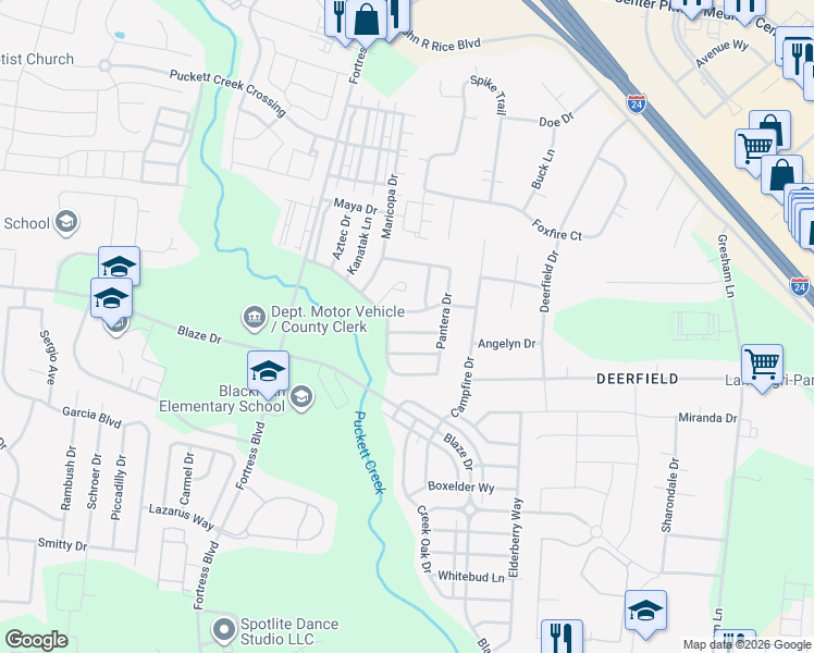map of restaurants, bars, coffee shops, grocery stores, and more near 3743 Chipara Drive in Murfreesboro