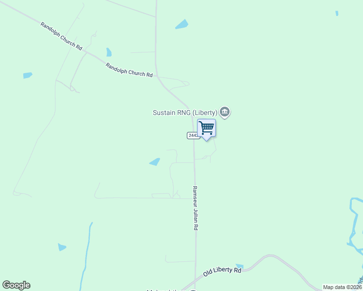 map of restaurants, bars, coffee shops, grocery stores, and more near 4757 Ramseur Julian Road in Liberty