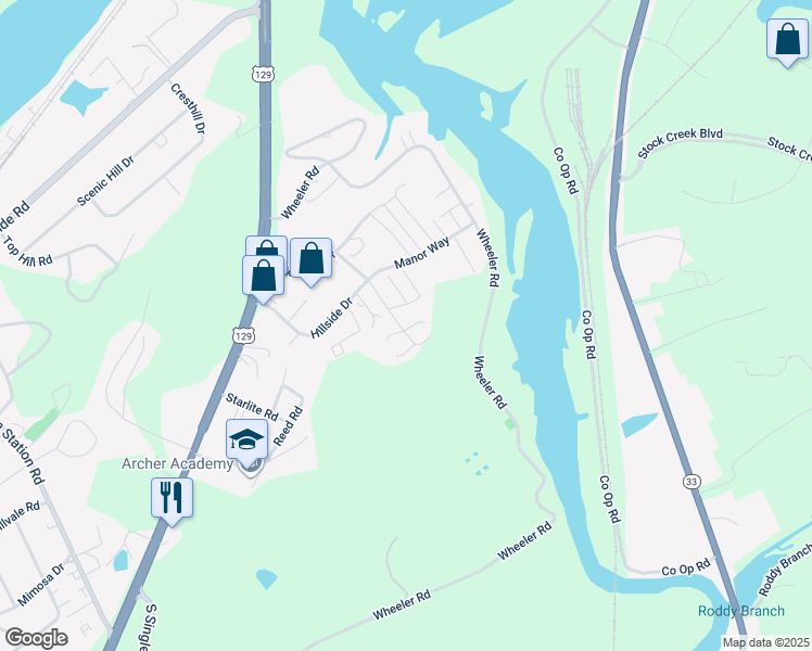 map of restaurants, bars, coffee shops, grocery stores, and more near 820 Red Hill Drive in Louisville