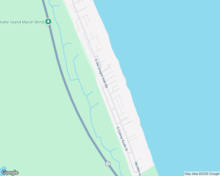 map of restaurants, bars, coffee shops, grocery stores, and more near 10109 S Colony South Dr in Nags Head