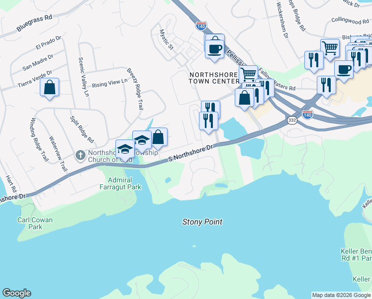 map of restaurants, bars, coffee shops, grocery stores, and more near 9816 Kristi Drive in Knoxville