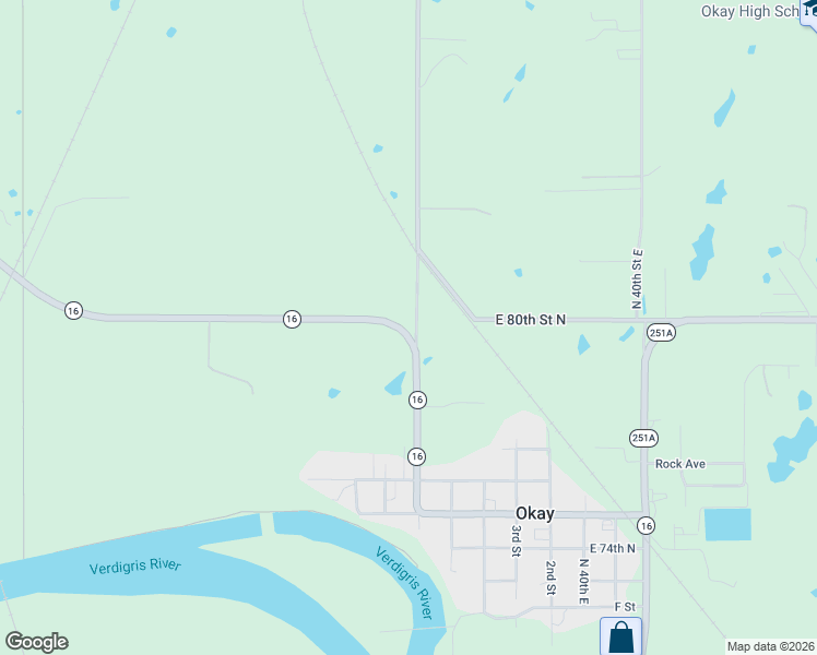 map of restaurants, bars, coffee shops, grocery stores, and more near 7831 Oklahoma 16 in Wagoner