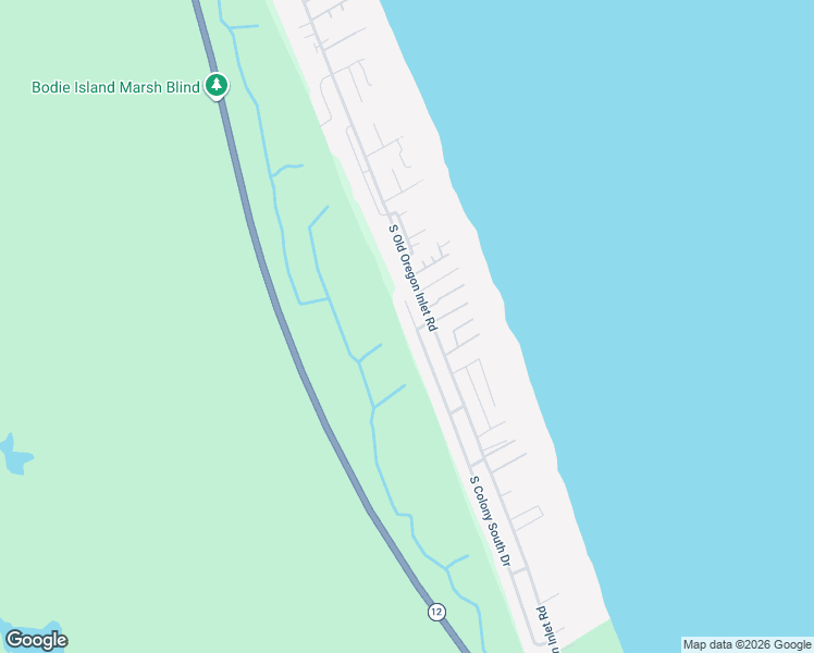 map of restaurants, bars, coffee shops, grocery stores, and more near 10046 South Colony South Drive in Nags Head