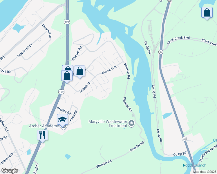 map of restaurants, bars, coffee shops, grocery stores, and more near 817 Red Hill Drive in Louisville