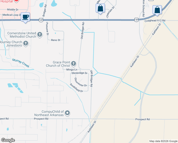 map of restaurants, bars, coffee shops, grocery stores, and more near 817 Laura Lea in Jonesboro