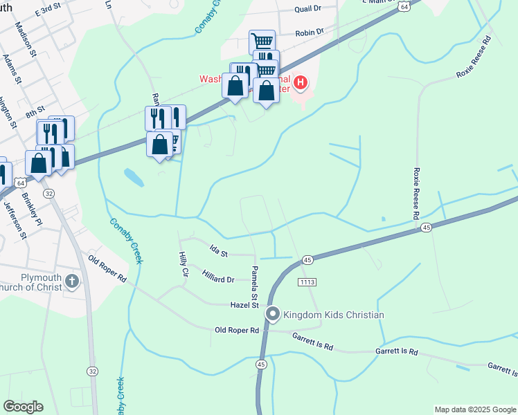 map of restaurants, bars, coffee shops, grocery stores, and more near 18 Samantha Drive in Plymouth