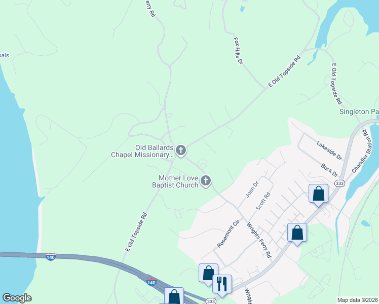 map of restaurants, bars, coffee shops, grocery stores, and more near 1895 East Old Topside Road in Louisville
