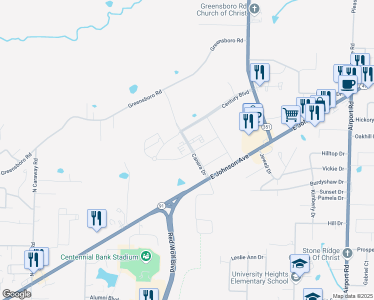 map of restaurants, bars, coffee shops, grocery stores, and more near 3402 East Johnson Avenue in Jonesboro
