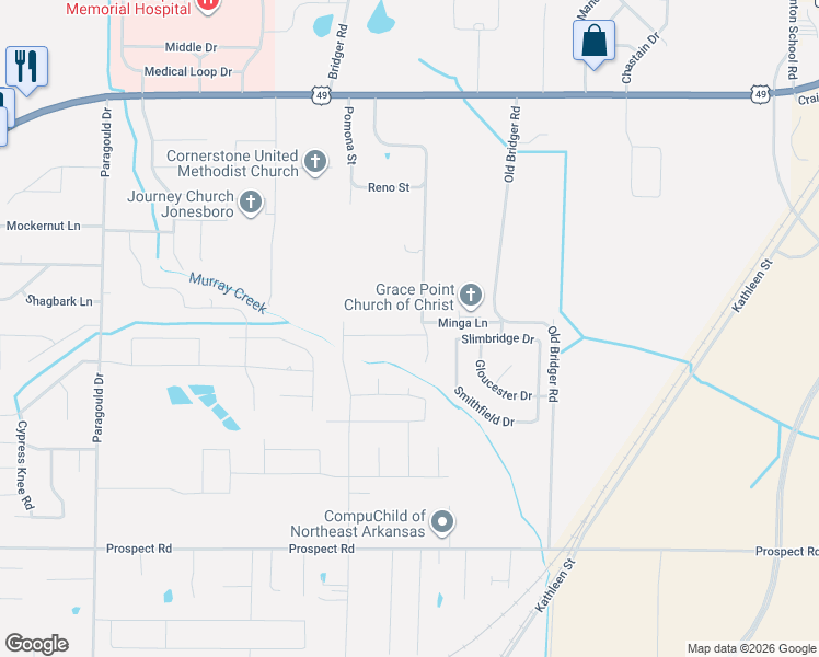 map of restaurants, bars, coffee shops, grocery stores, and more near 901 Oriole Drive in Jonesboro
