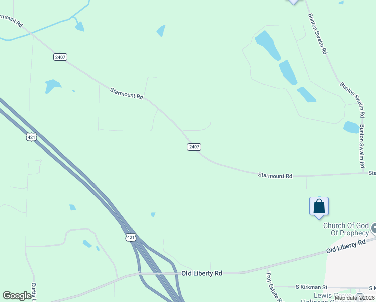 map of restaurants, bars, coffee shops, grocery stores, and more near 4863 Starmount Road in Liberty