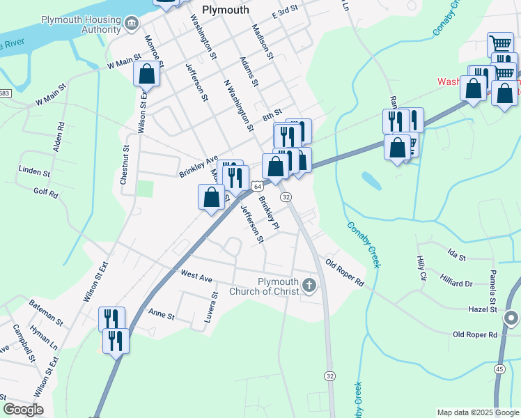 map of restaurants, bars, coffee shops, grocery stores, and more near 113 Brinkley Place in Plymouth