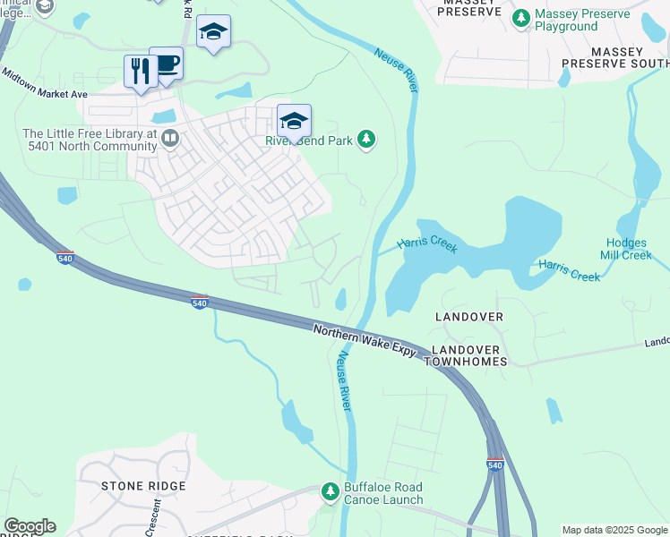map of restaurants, bars, coffee shops, grocery stores, and more near in Raleigh