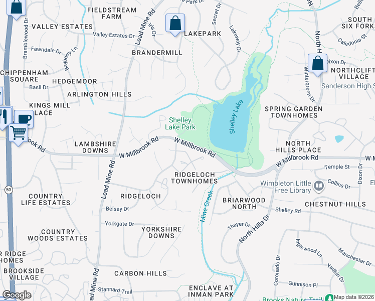 map of restaurants, bars, coffee shops, grocery stores, and more near 5744 3 Oaks Drive in Raleigh