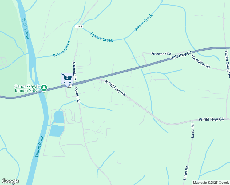 map of restaurants, bars, coffee shops, grocery stores, and more near 7357 West Old Highway 64 in Lexington