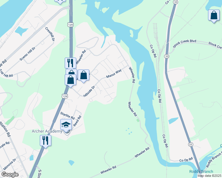 map of restaurants, bars, coffee shops, grocery stores, and more near 701-731 Tupelo Way in Alcoa