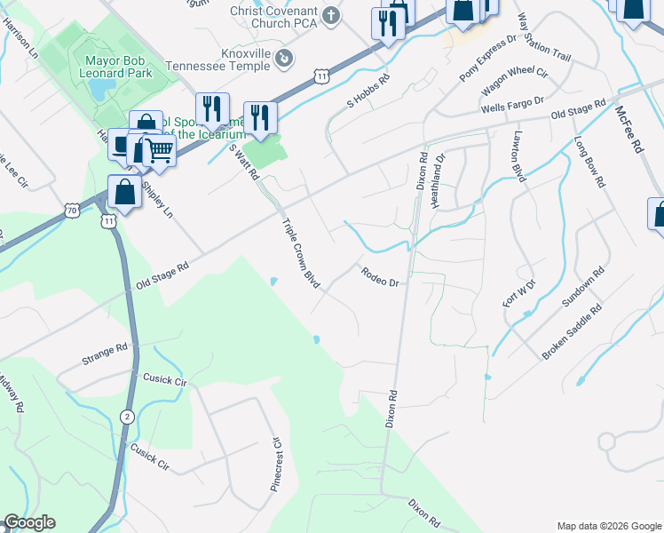 map of restaurants, bars, coffee shops, grocery stores, and more near 329 Cashmere Lane in Knoxville