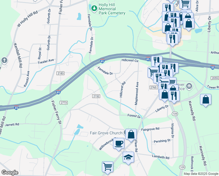 map of restaurants, bars, coffee shops, grocery stores, and more near in Thomasville