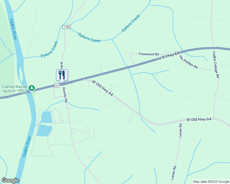 map of restaurants, bars, coffee shops, grocery stores, and more near West Old Highway 64 in Lexington
