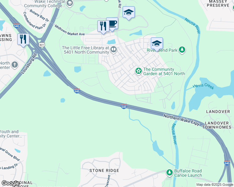 map of restaurants, bars, coffee shops, grocery stores, and more near in Wake County