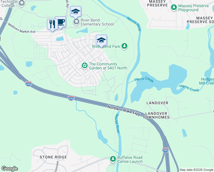 map of restaurants, bars, coffee shops, grocery stores, and more near in Raleigh