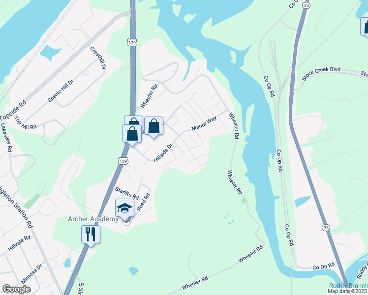 map of restaurants, bars, coffee shops, grocery stores, and more near 834 Red Hill Drive in Louisville