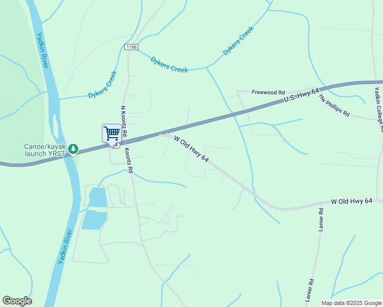map of restaurants, bars, coffee shops, grocery stores, and more near 7357 West Old Highway 64 in Lexington