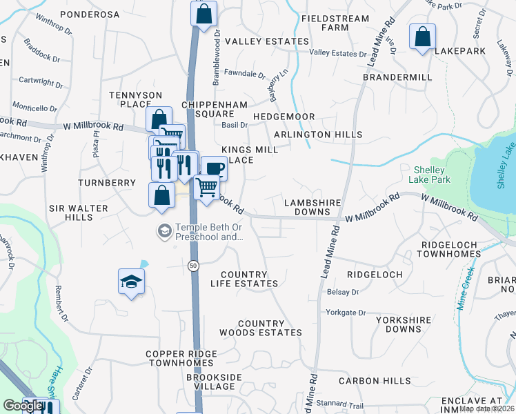 map of restaurants, bars, coffee shops, grocery stores, and more near 1926 Kirkwood Ridge Drive in Raleigh