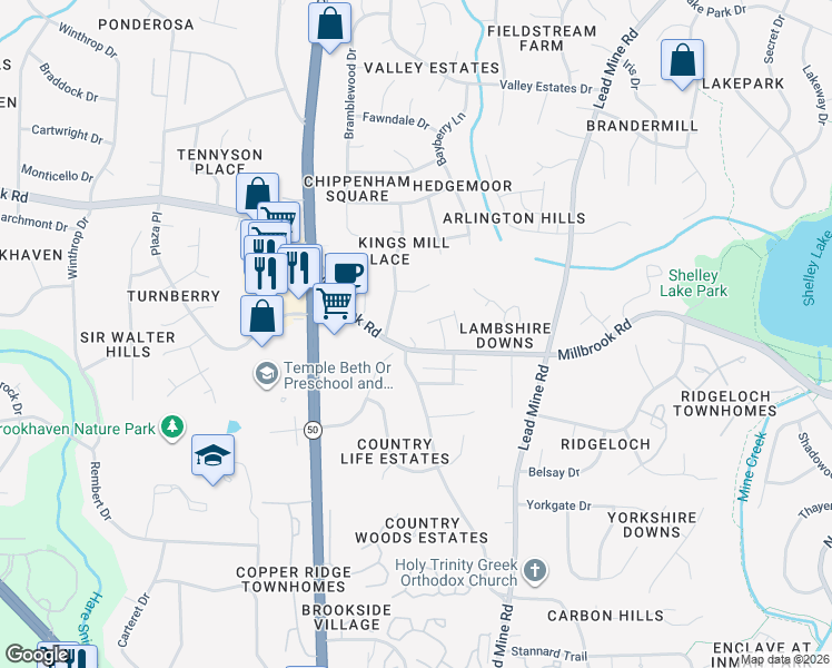 map of restaurants, bars, coffee shops, grocery stores, and more near 1926 Kirkwood Ridge Drive in Raleigh