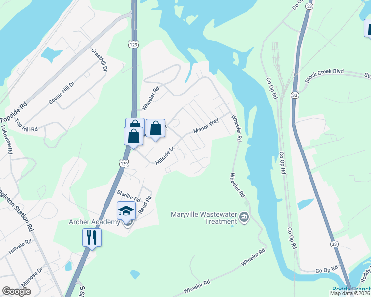 map of restaurants, bars, coffee shops, grocery stores, and more near 834 Red Hill Drive in Louisville