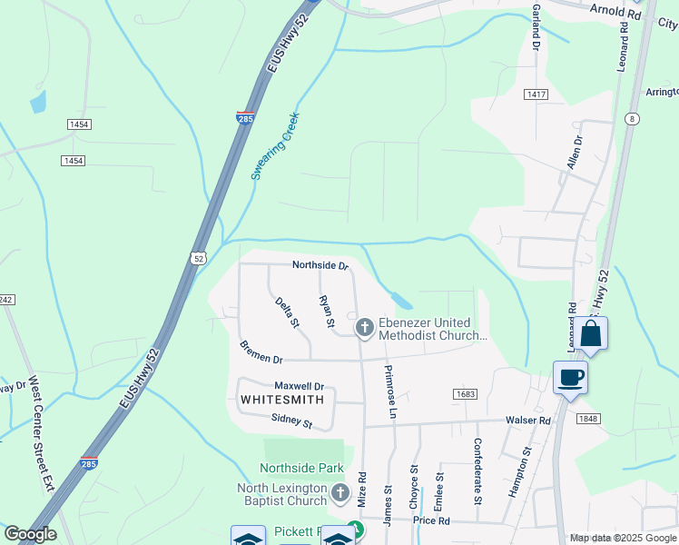 map of restaurants, bars, coffee shops, grocery stores, and more near 319 Northside Drive in Lexington