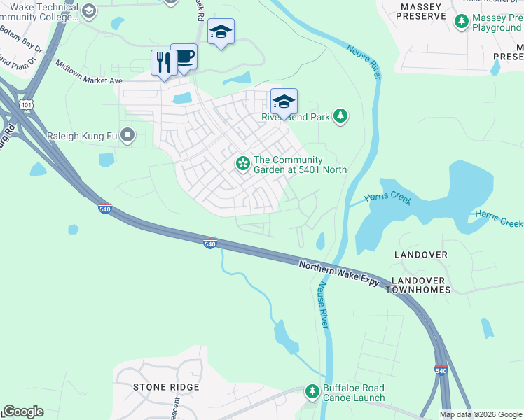 map of restaurants, bars, coffee shops, grocery stores, and more near 5911 Illuminate Avenue in Wake County