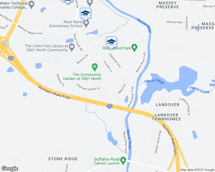 map of restaurants, bars, coffee shops, grocery stores, and more near Northern Wake Expressway in Raleigh