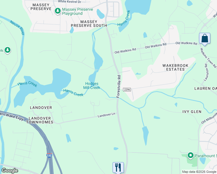 map of restaurants, bars, coffee shops, grocery stores, and more near 4536 Forestville Road in Raleigh