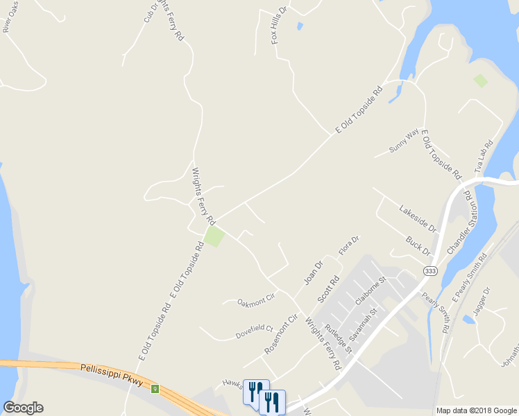 map of restaurants, bars, coffee shops, grocery stores, and more near 1869 East Old Topside Road in Louisville