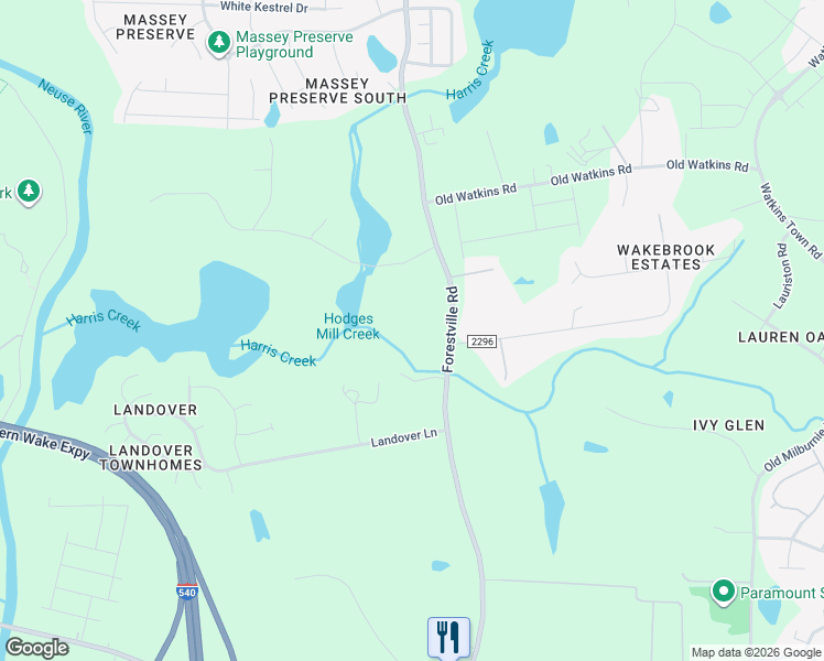map of restaurants, bars, coffee shops, grocery stores, and more near 4536 Forestville Road in Raleigh