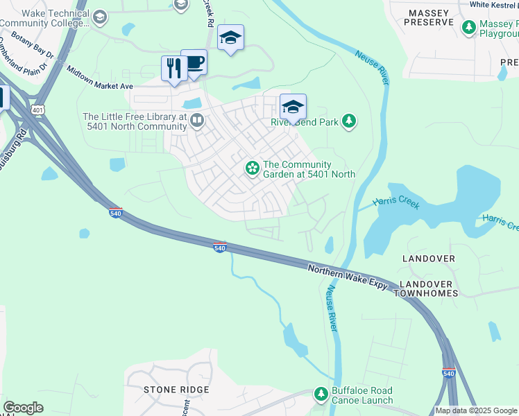 map of restaurants, bars, coffee shops, grocery stores, and more near 5910 Kayton Street in Wake County