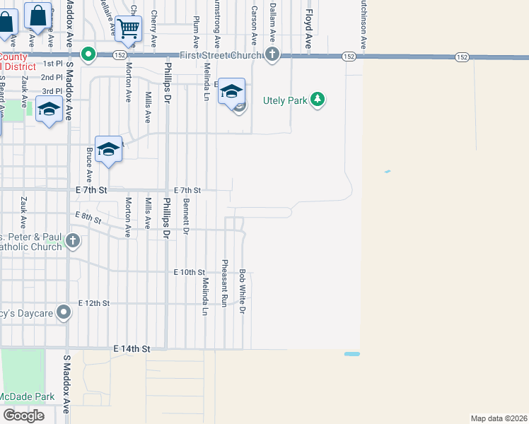 map of restaurants, bars, coffee shops, grocery stores, and more near Northridge Street in Dumas