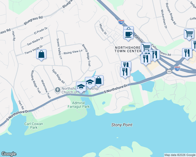 map of restaurants, bars, coffee shops, grocery stores, and more near 1910 Nolina Road in Knoxville