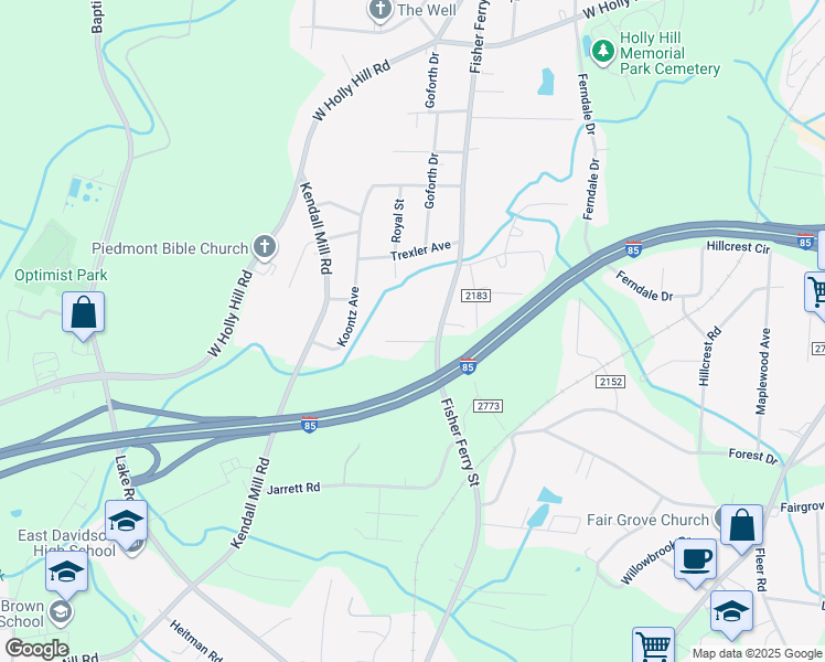 map of restaurants, bars, coffee shops, grocery stores, and more near 6 Sharon Drive in Thomasville