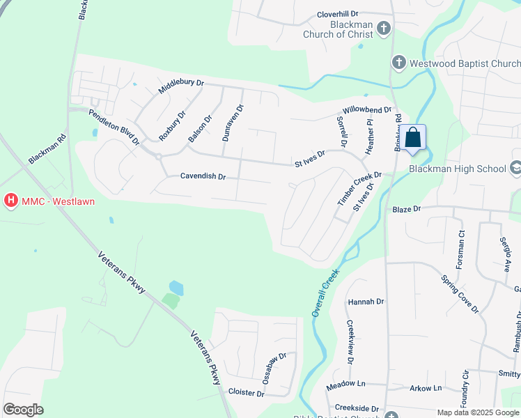 map of restaurants, bars, coffee shops, grocery stores, and more near 5329 Sherrington Road in Murfreesboro