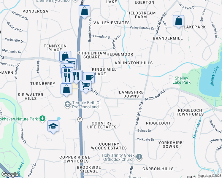 map of restaurants, bars, coffee shops, grocery stores, and more near 1926 Kirkwood Ridge Drive in Raleigh