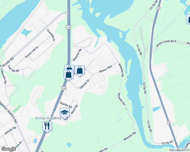 map of restaurants, bars, coffee shops, grocery stores, and more near 834 Red Hill Drive in Louisville