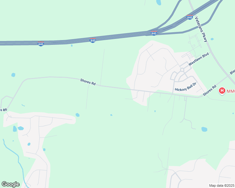 map of restaurants, bars, coffee shops, grocery stores, and more near 3879 Shores Road in Murfreesboro