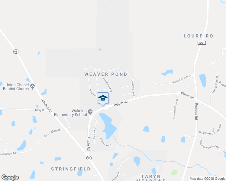 map of restaurants, bars, coffee shops, grocery stores, and more near 2503 Cattail Pond Drive in Zebulon