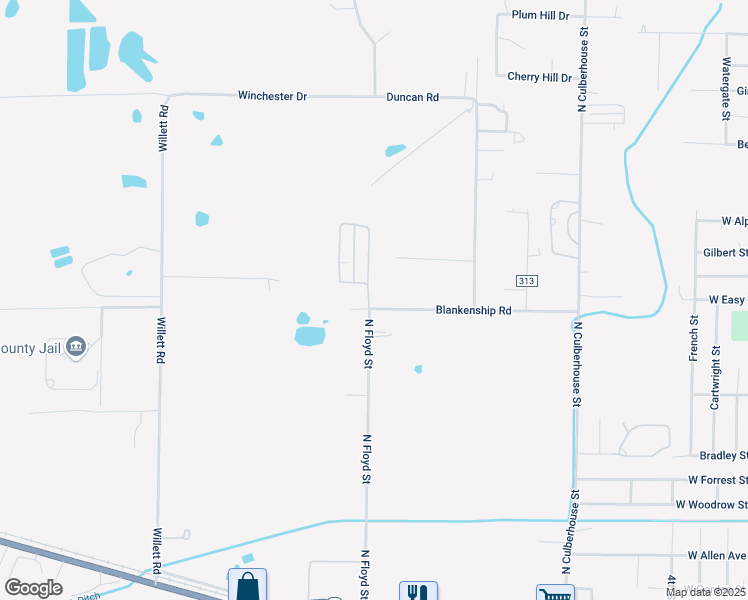 map of restaurants, bars, coffee shops, grocery stores, and more near 1214 Blankenship Road in Jonesboro
