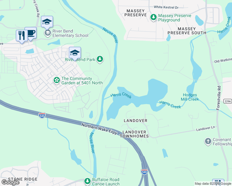 map of restaurants, bars, coffee shops, grocery stores, and more near 4000 Granite Ridge Trail in Raleigh