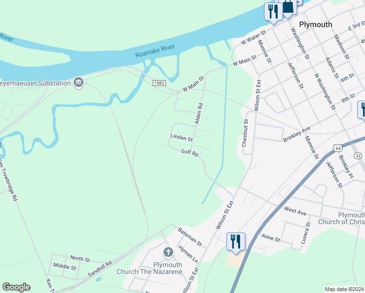 map of restaurants, bars, coffee shops, grocery stores, and more near 210 Golf Road in Plymouth