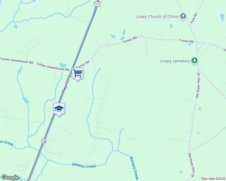 map of restaurants, bars, coffee shops, grocery stores, and more near 281 Hatler Road in Crossville